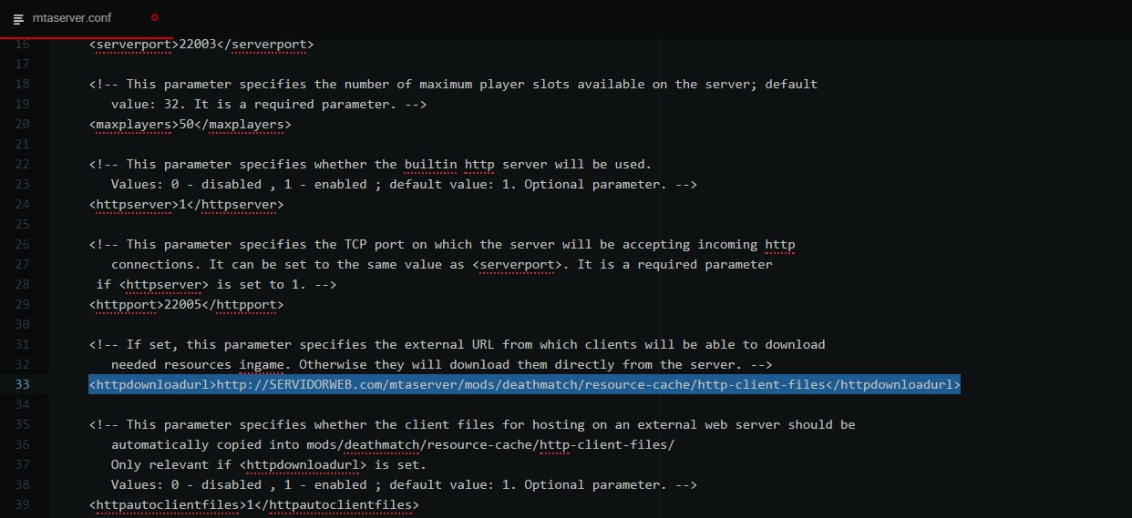 Configuración FastDL mtaserver.conf